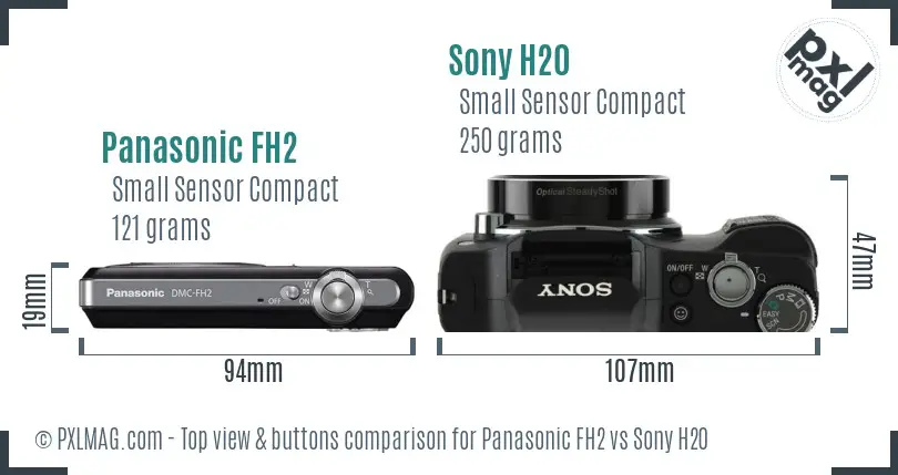 Panasonic FH2 vs Sony H20 top view buttons comparison