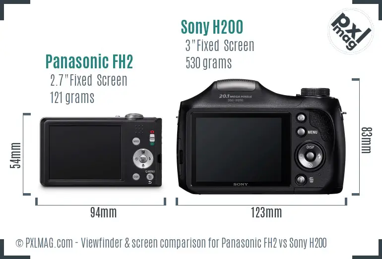 Panasonic FH2 vs Sony H200 Screen and Viewfinder comparison