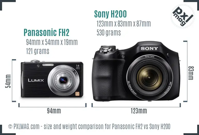 Panasonic FH2 vs Sony H200 size comparison