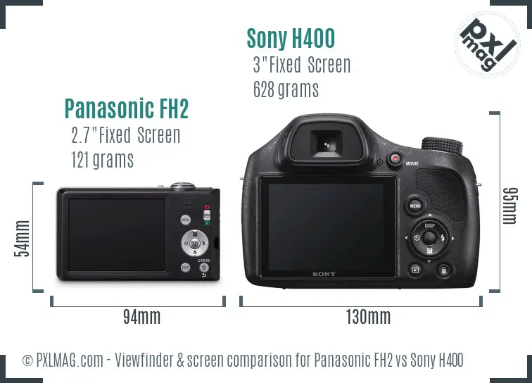 Panasonic FH2 vs Sony H400 Screen and Viewfinder comparison