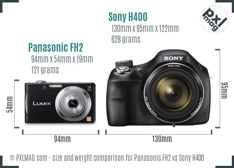 Panasonic FH2 vs Sony H400 size comparison
