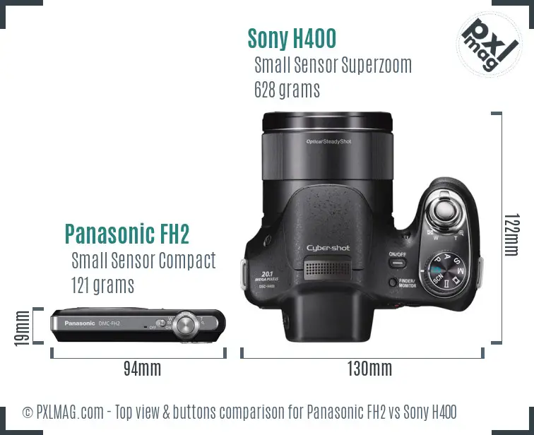 Panasonic FH2 vs Sony H400 top view buttons comparison