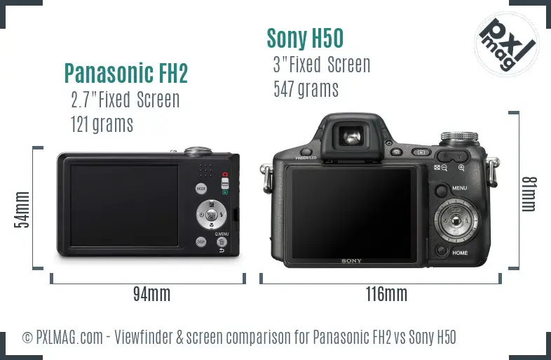 Panasonic FH2 vs Sony H50 Screen and Viewfinder comparison