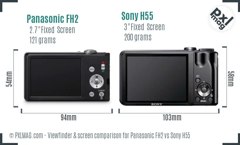 Panasonic FH2 vs Sony H55 Screen and Viewfinder comparison