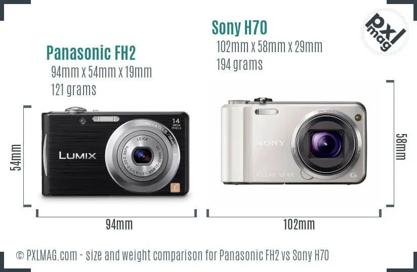 Panasonic FH2 vs Sony H70 size comparison