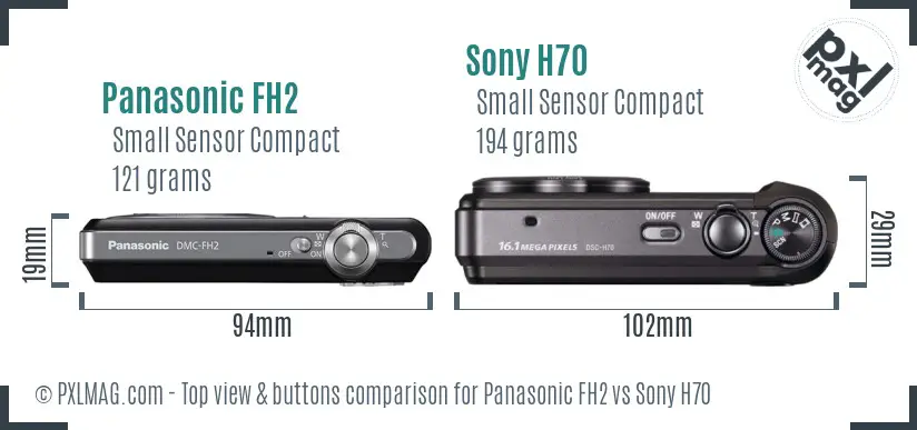 Panasonic FH2 vs Sony H70 top view buttons comparison