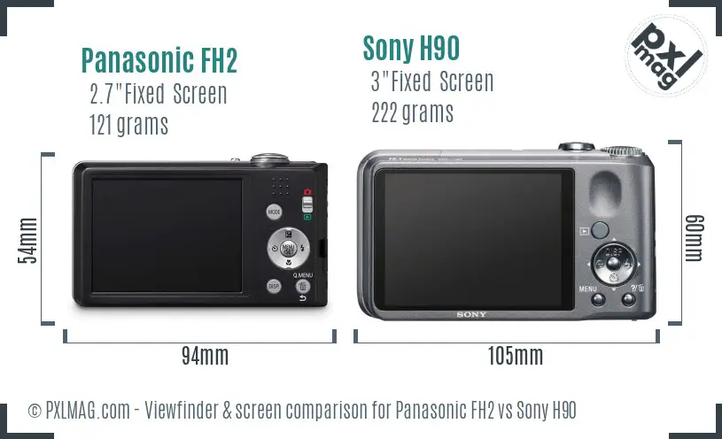 Panasonic FH2 vs Sony H90 Screen and Viewfinder comparison