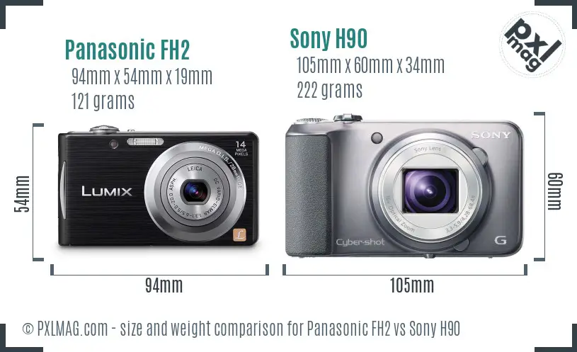 Panasonic FH2 vs Sony H90 size comparison