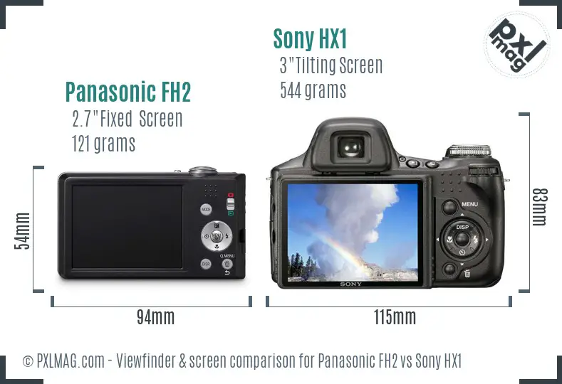 Panasonic FH2 vs Sony HX1 Screen and Viewfinder comparison