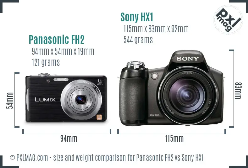 Panasonic FH2 vs Sony HX1 size comparison
