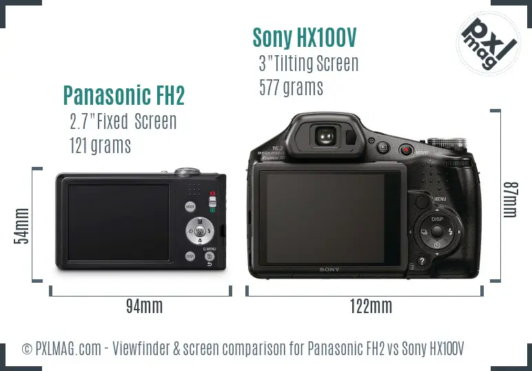 Panasonic FH2 vs Sony HX100V Screen and Viewfinder comparison