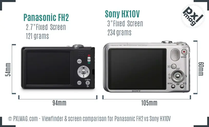 Panasonic FH2 vs Sony HX10V Screen and Viewfinder comparison