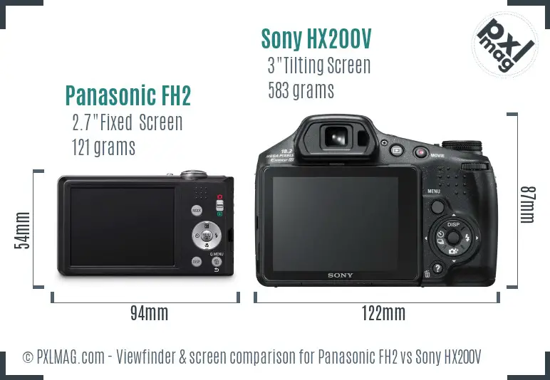 Panasonic FH2 vs Sony HX200V Screen and Viewfinder comparison