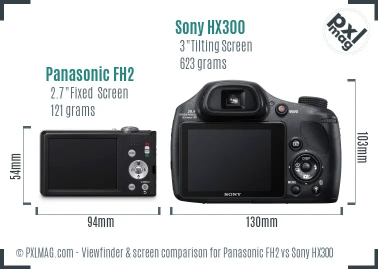 Panasonic FH2 vs Sony HX300 Screen and Viewfinder comparison
