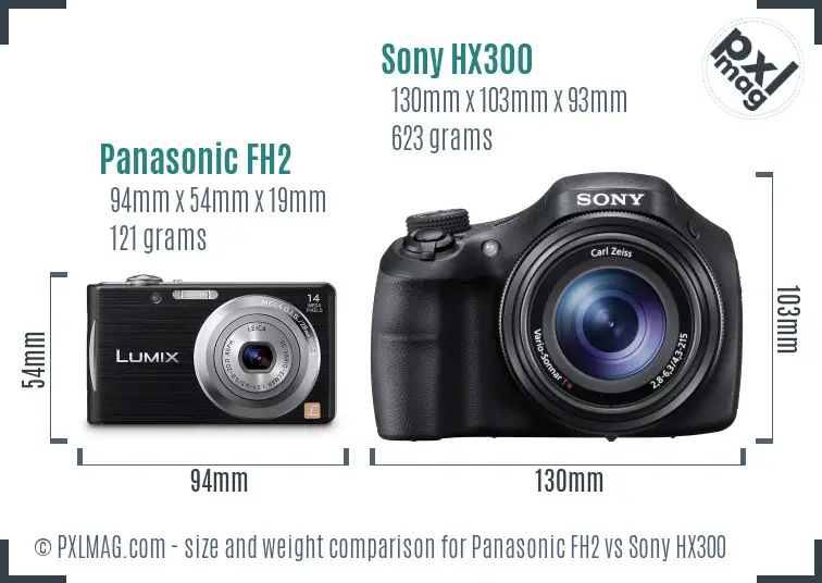 Panasonic FH2 vs Sony HX300 size comparison