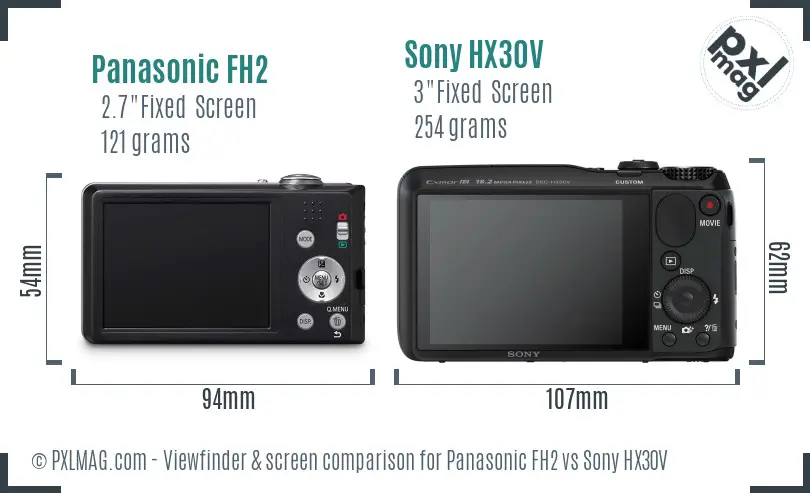 Panasonic FH2 vs Sony HX30V Screen and Viewfinder comparison