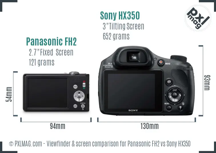 Panasonic FH2 vs Sony HX350 Screen and Viewfinder comparison