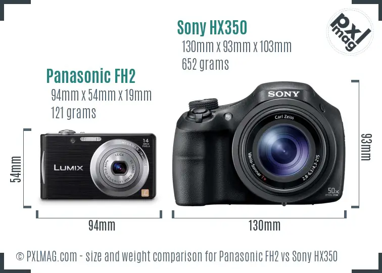 Panasonic FH2 vs Sony HX350 size comparison