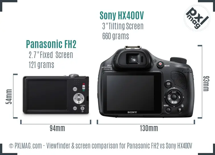Panasonic FH2 vs Sony HX400V Screen and Viewfinder comparison