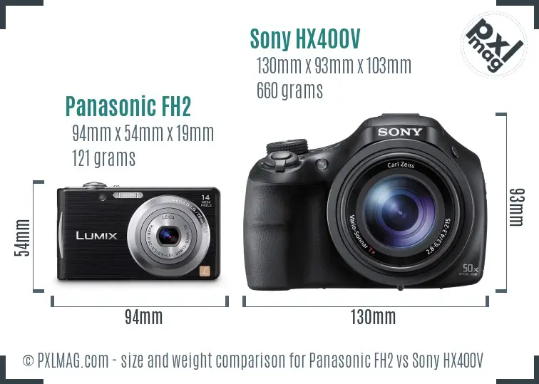 Panasonic FH2 vs Sony HX400V size comparison