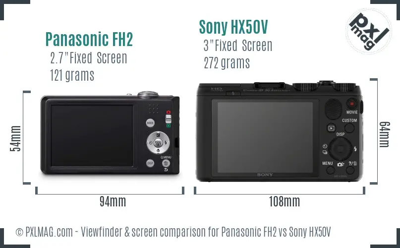 Panasonic FH2 vs Sony HX50V Screen and Viewfinder comparison