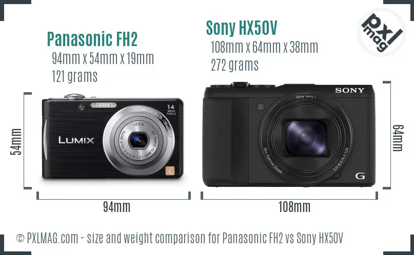 Panasonic FH2 vs Sony HX50V size comparison
