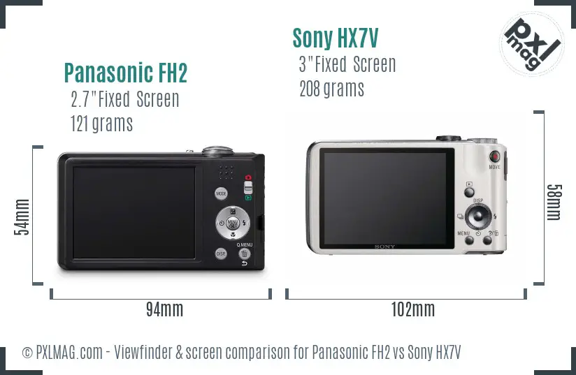 Panasonic FH2 vs Sony HX7V Screen and Viewfinder comparison