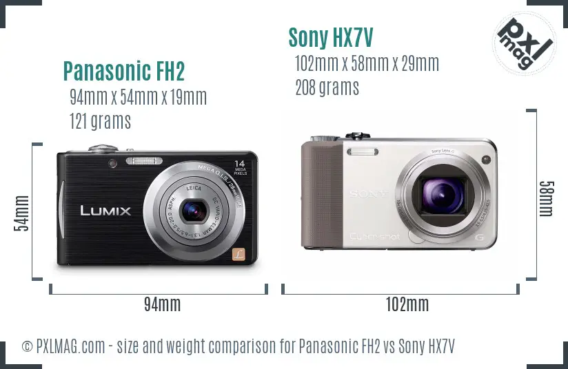 Panasonic FH2 vs Sony HX7V size comparison