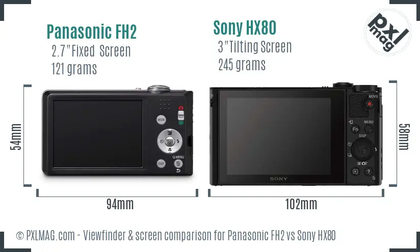 Panasonic FH2 vs Sony HX80 Screen and Viewfinder comparison