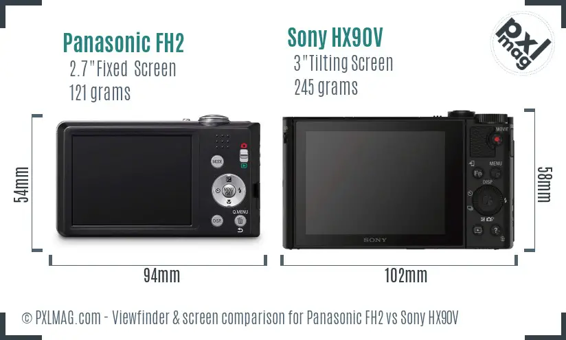 Panasonic FH2 vs Sony HX90V Screen and Viewfinder comparison