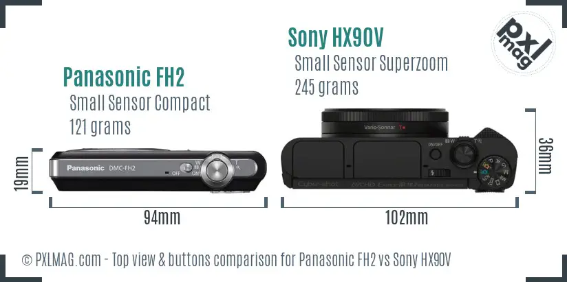 Panasonic FH2 vs Sony HX90V top view buttons comparison
