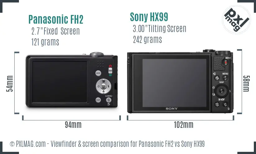 Panasonic FH2 vs Sony HX99 Screen and Viewfinder comparison Panasonic FH2 vs Sony HX99 Screen and Viewfinder comparison