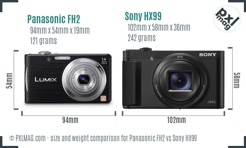Panasonic FH2 vs Sony HX99 size comparison Panasonic FH2 vs Sony HX99 size comparison