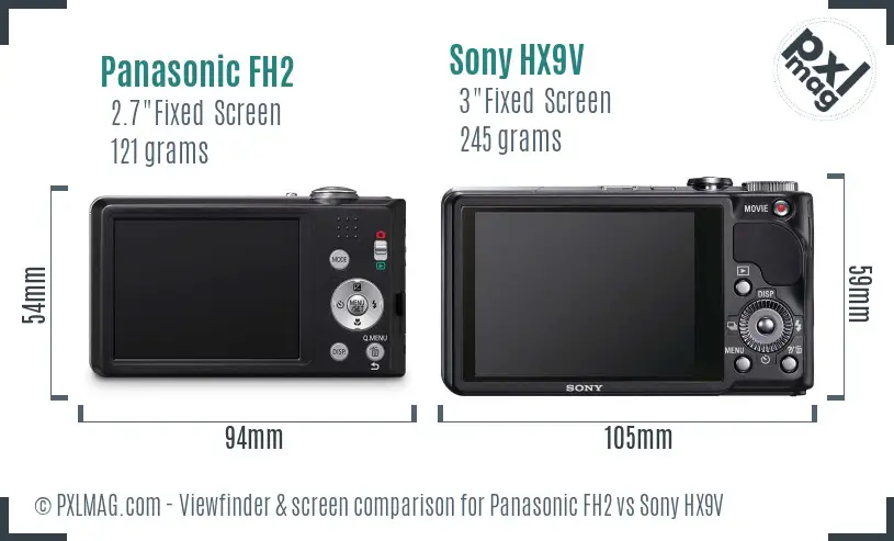 Panasonic FH2 vs Sony HX9V Screen and Viewfinder comparison