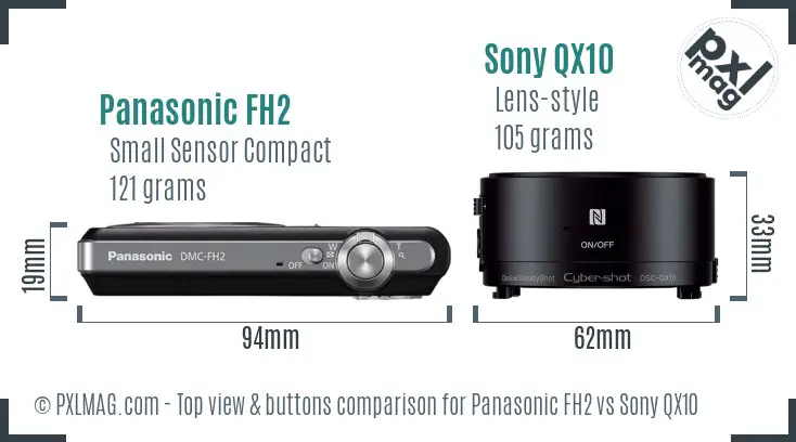 Panasonic FH2 vs Sony QX10 top view buttons comparison