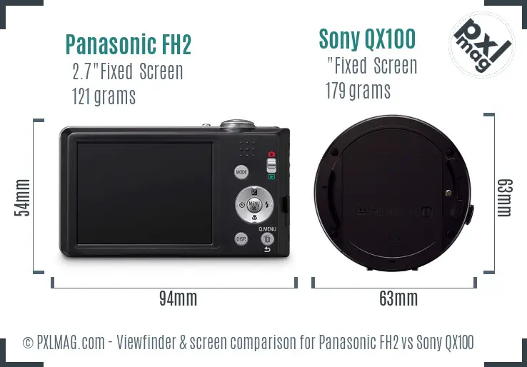 Panasonic FH2 vs Sony QX100 Screen and Viewfinder comparison