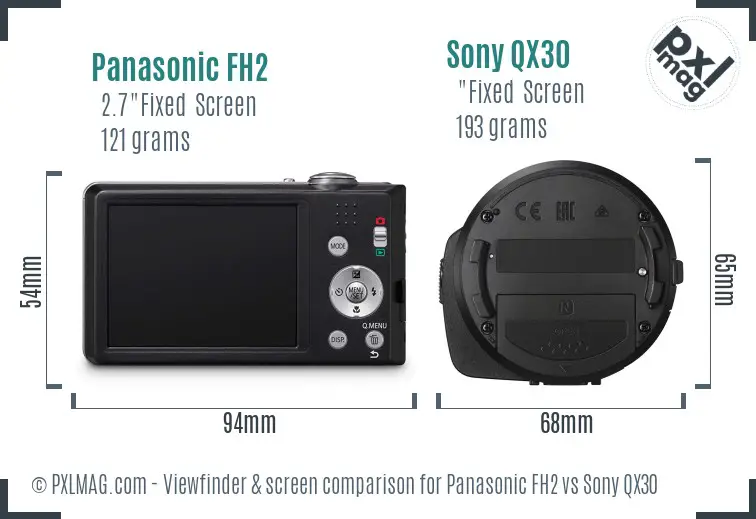 Panasonic FH2 vs Sony QX30 Screen and Viewfinder comparison