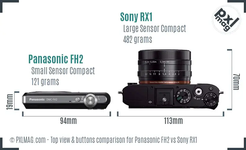 Panasonic FH2 vs Sony RX1 top view buttons comparison