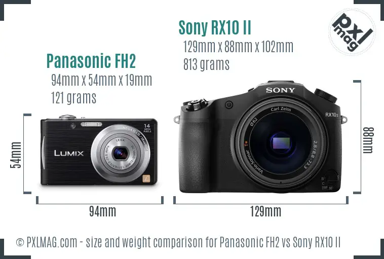 Panasonic FH2 vs Sony RX10 II size comparison