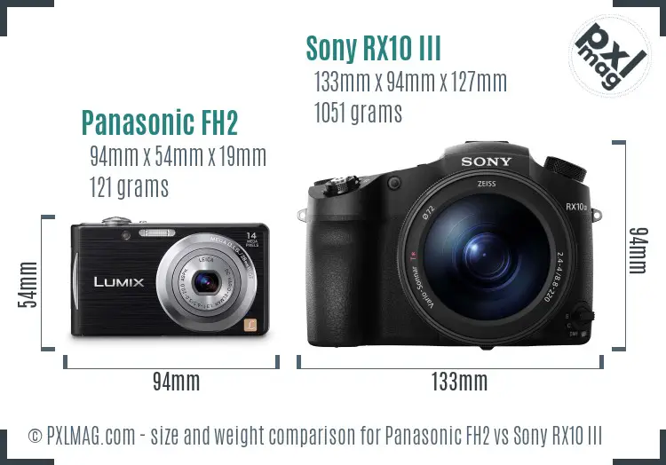 Panasonic FH2 vs Sony RX10 III size comparison