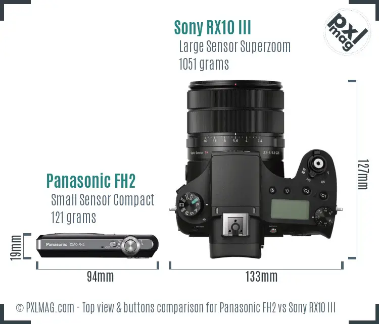 Panasonic FH2 vs Sony RX10 III top view buttons comparison