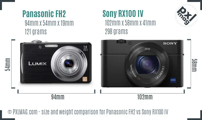 Panasonic FH2 vs Sony RX100 IV size comparison