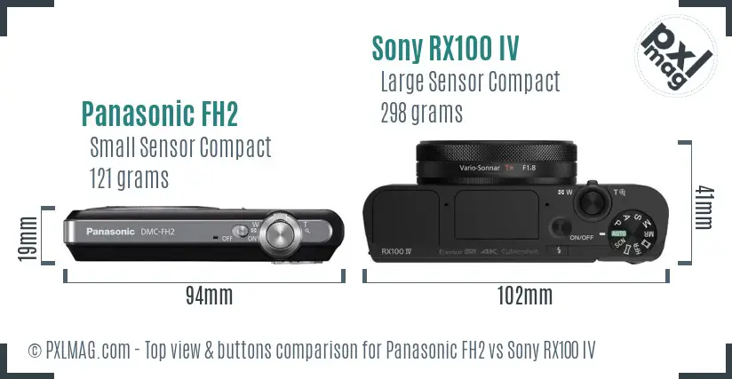 Panasonic FH2 vs Sony RX100 IV top view buttons comparison
