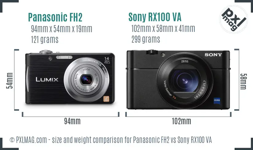 Panasonic FH2 vs Sony RX100 VA size comparison