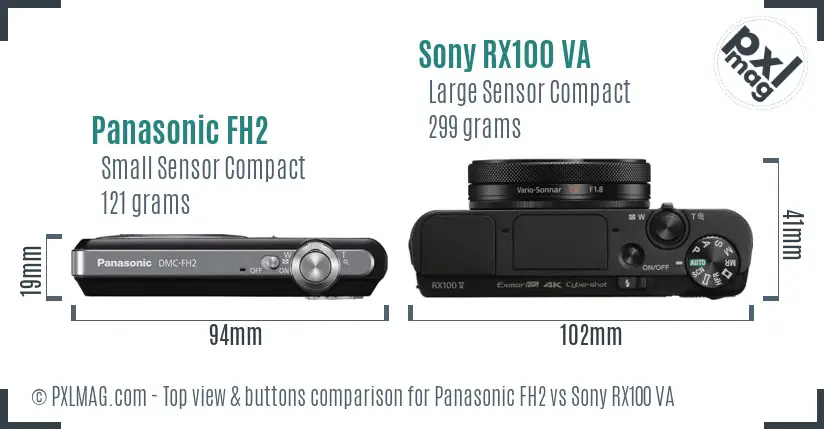 Panasonic FH2 vs Sony RX100 VA top view buttons comparison