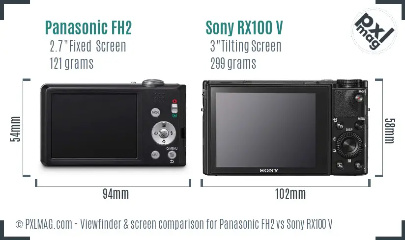 Panasonic FH2 vs Sony RX100 V Screen and Viewfinder comparison