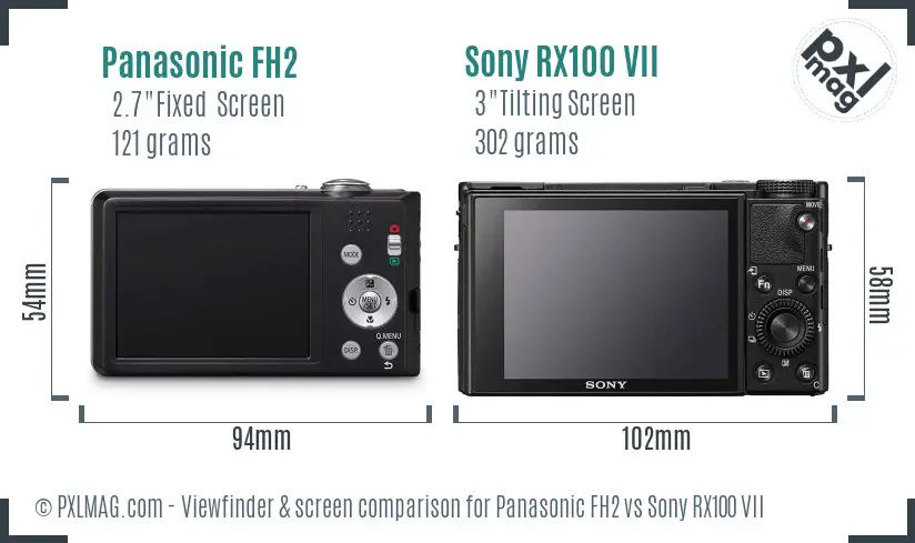 Panasonic FH2 vs Sony RX100 VII Screen and Viewfinder comparison