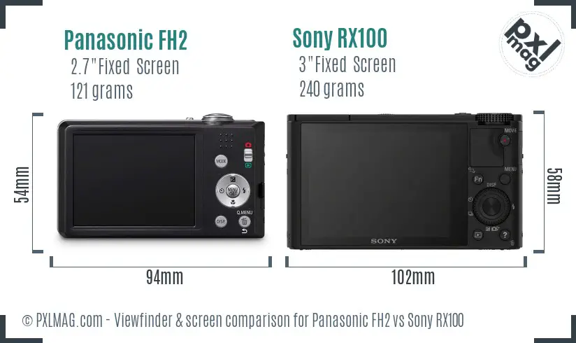 Panasonic FH2 vs Sony RX100 Screen and Viewfinder comparison