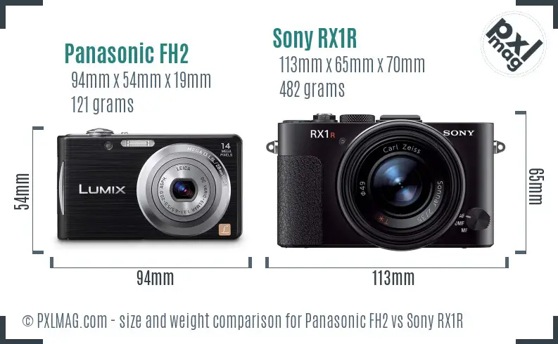 Panasonic FH2 vs Sony RX1R size comparison