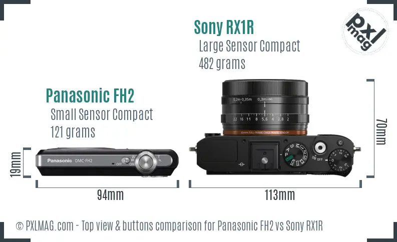 Panasonic FH2 vs Sony RX1R top view buttons comparison